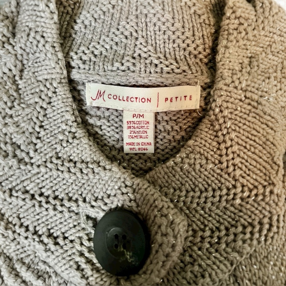 JM Collection Chevron Chunky Knit Cardigan. Size PM - Picture 4 of 11